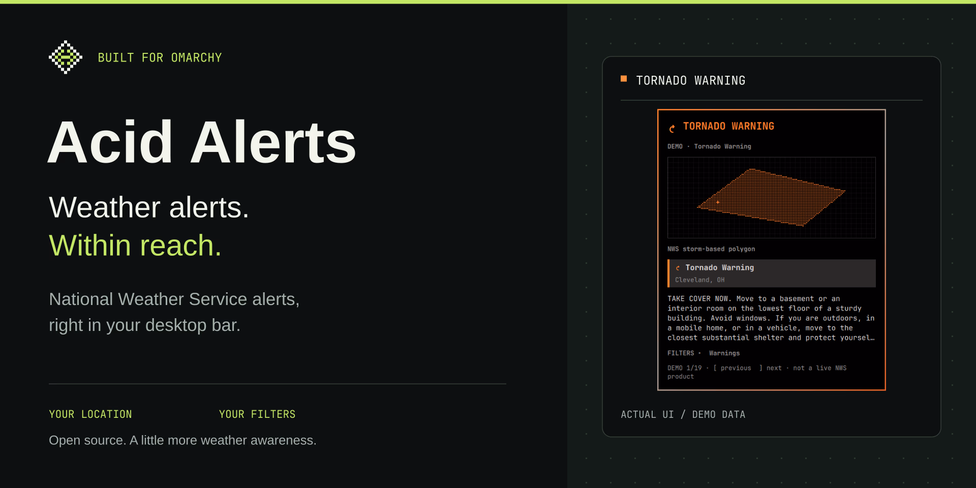 Acid Alerts: weather within reach on Omarchy